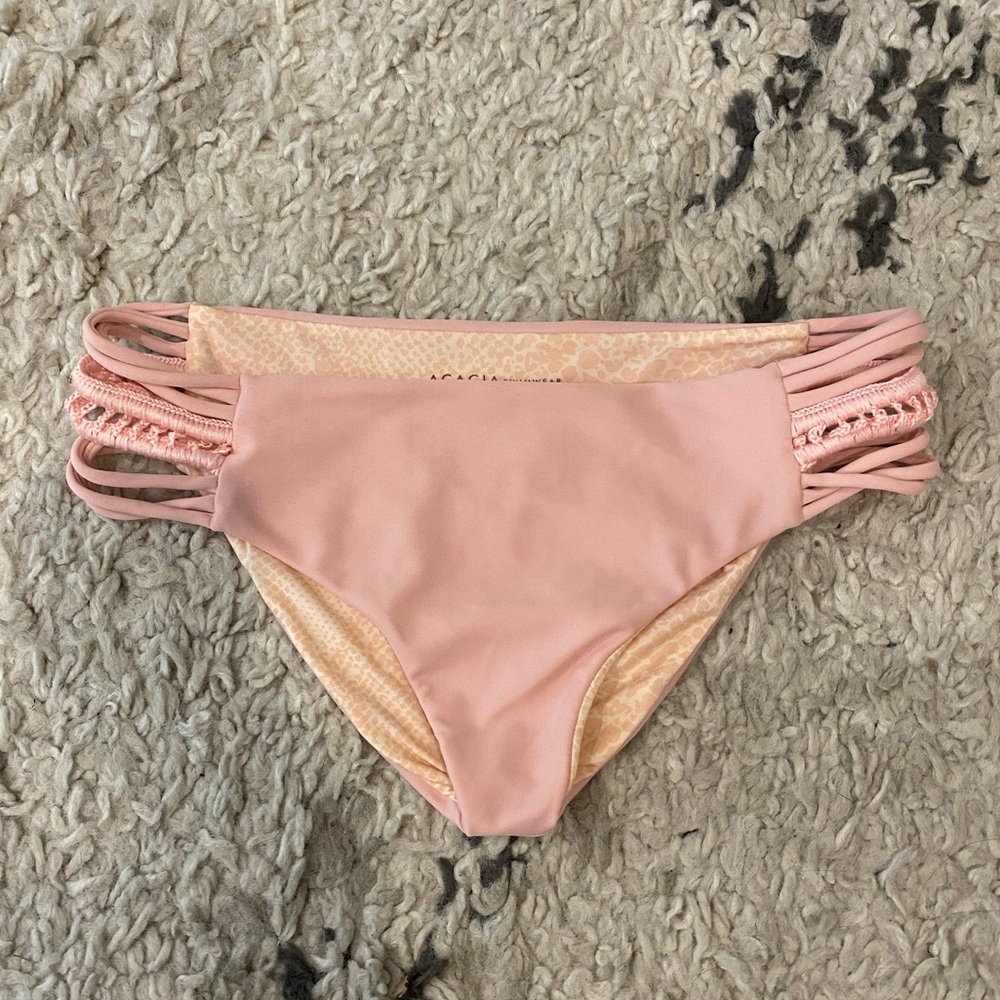 Acacia Light Pink Bikini Bottom with Knit Details